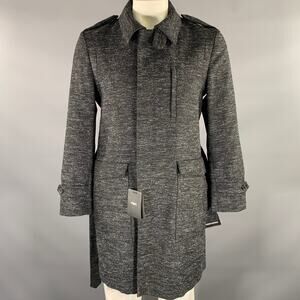 PORTS 1961 Size 42 Black White Heather Wool Blend Belted Coat